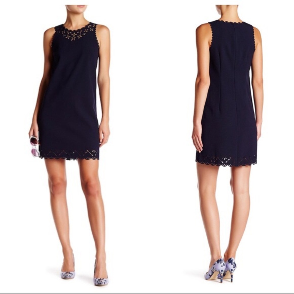 JCrew Laser Cut Navy Sheath Dress